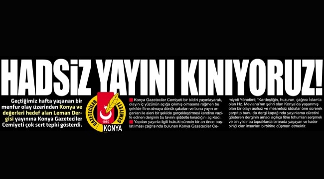 Konya Gazeteciler Cemiyeti'nden sert tepki !