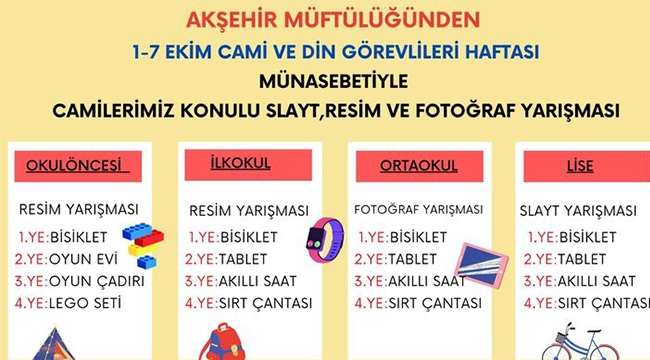 AKŞEHİR MÜFTÜLÜĞÜ'NDEN "CAMİLERİMİZ" KONULU YARIŞMA