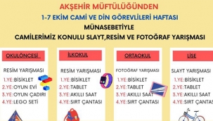 AKŞEHİR MÜFTÜLÜĞÜ'NDEN "CAMİLERİMİZ" KONULU YARIŞMA