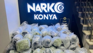 Konya'da polisin şüphe üzerine durduğu araçta 78 Kg uyuşturucu çıktı 