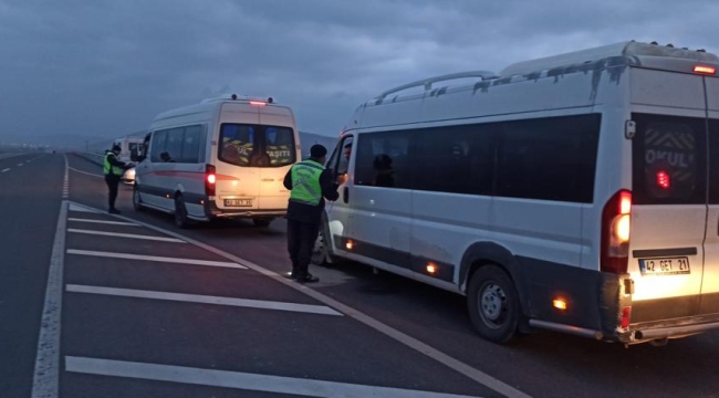 Yunak'ta Servis Araçları Denetlendi 