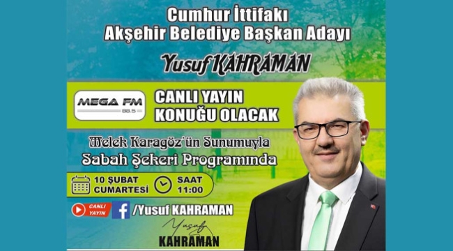 Yusuf Kahraman Cumartesi Günü Mega Radyo'da 