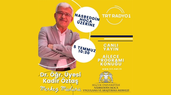 Kadir Öztaş Yarın TRT Radyo 1'de Canlı Yayın Konuğu Olacak 