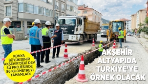 KONYA BÜYÜKŞEHİR AKŞEHİR'DEKİ DEV SU PROJESİNDE 86 KİLOMETREYİ TAMAMLADI 