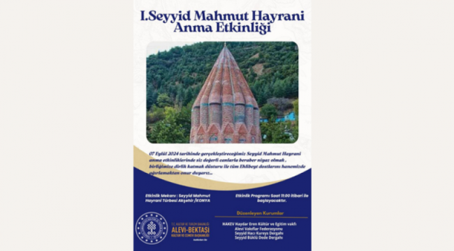 SEYYİD MAHMUT HAYRANİ'Yİ ANMA ETKİNLİĞİ DÜZENLENECEK 