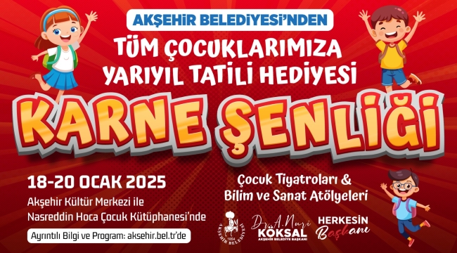 ÇOCUKLARIN YARIYIL TATİLİ HEDİYESİ AKŞEHİR BELEDİYESİ'NDEN 