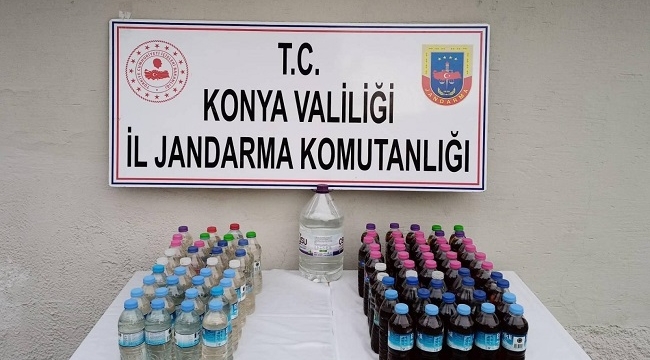 Konya'da Jandarma ekipleri sahte alkol ele geçirdi