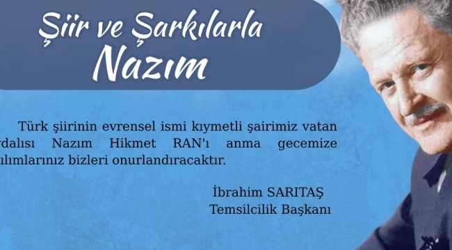 EĞİTİM İŞ AKŞEHİR'DEN ŞİİRLERLE VE ŞARKILARLA NAZIM HİKMET PROGRAMINA DAVET