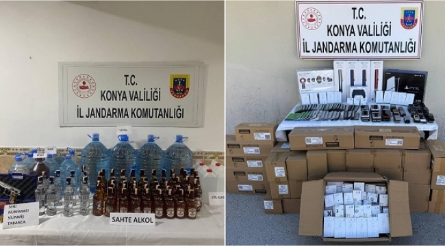 Konya'da Jandarma'dan Akşehir'de sahte alkol, Ereğli'de kaçak telefon operasyonu 