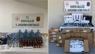 Konya'da Jandarma'dan Akşehir'de sahte alkol, Ereğli'de kaçak telefon operasyonu 