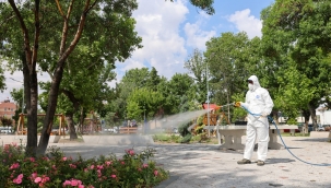 SELÇUKLU'DA YEŞİL ALANLARIN İLAÇLAMA ÇALIŞMALARI DEVAM EDİYOR 