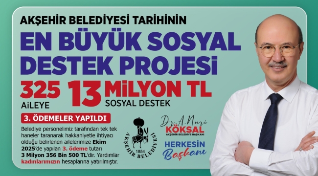 13 MİLYON TL'LİK SOSYAL DESTEK PROJESİNDE 3. ÖDEME TAMAMLANDI! 