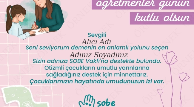 SOBE'den Öğretmenler Günü'ne Özel Hediye Sertifikası 