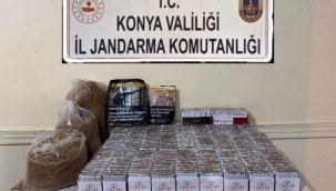 Konya'da jandarmadan kaçak tütün ve sigara operasyonu 