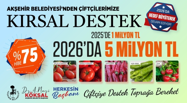 AKŞEHİR BELEDİYESİ'NDEN KIRSAL KALKINMAYA 5 MİLYON TL'LİK GÜÇLÜ DESTEK 