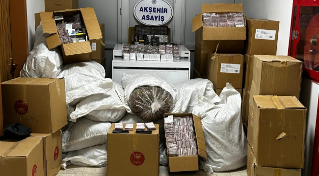 AKŞEHİR'DE 1,2 MİLYON LİRALIK KAÇAK TÜTÜN OPERASYONU