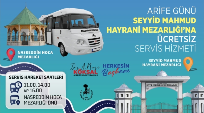 ARİFE GÜNÜ MEZARLIK ZİYARETLERİNE BELEDİYEDEN ÜCRETSİZ ULAŞIM 