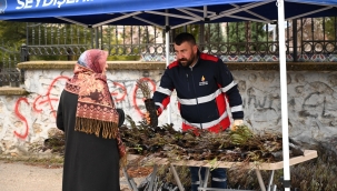 BELEDİYEDEN MEZAR ZİYARETİNE GELENLERE LAVANTA FİDESİ 