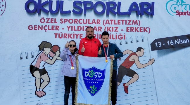 MERAM'IN ÖZEL SPORCULARINDAN TÜRKİYE ŞAMPİYONASI'NDA ÇİFTE BAŞARI 
