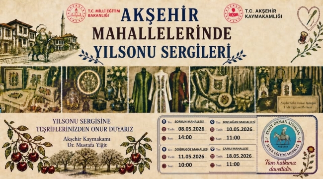 Akşehir Halk Eğitimi Merkezi Mahallelerde Açılan Kursların Sergi Açılış Programını Açıkladı 