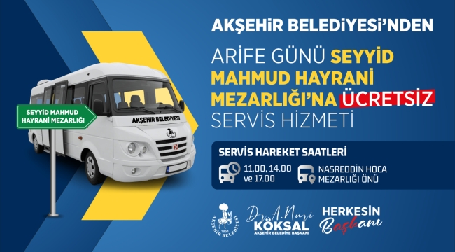 ARİFE GÜNÜ SEYYİD MAHMUD HAYRANİ MEZARLIĞI'NA ÜCRETSİZ SERVİS HİZMETİ VERİLECEK! 