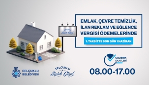 SELÇUKLU BELEDİYESİ'NDEN VATANDAŞLARA EMLAK VE ÇEVRE TEMİZLİK VERGİSİ HATIRLATMASI 