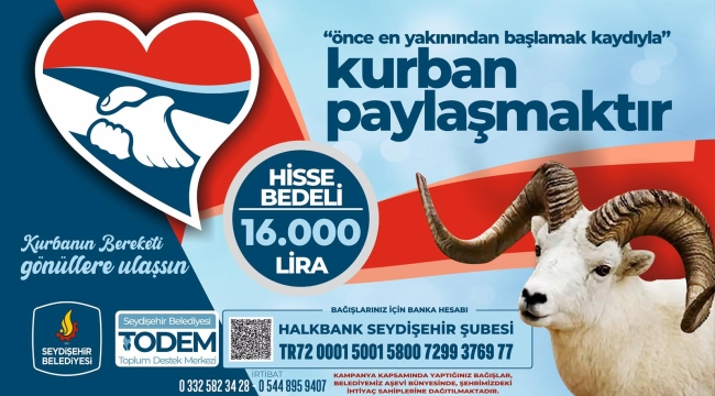 SEYDİŞEHİR BELEDİYESİ AŞEVİ, KURBAN HİSSE BAĞIŞ KAMPANYASI BAŞLATTI 