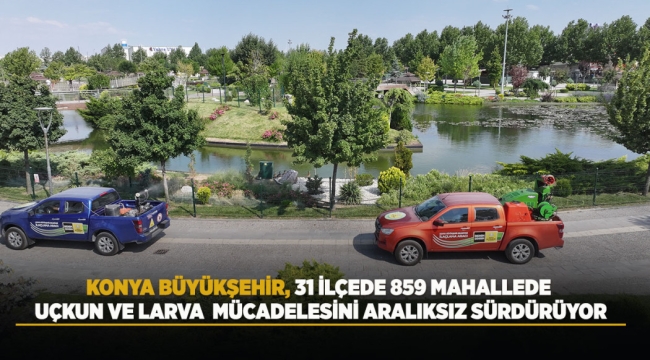 KONYA BÜYÜKŞEHİR, 31 İLÇEDE 859 MAHALLEDE UÇKUN VE LARVA MÜCADELESİNİ ARALIKSIZ SÜRDÜRÜYOR 